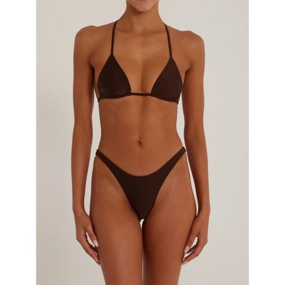 Same Other - SAME Los Angeles Swim Bikini Set 2Pc Triangke Top L 90s Bottom Medium Brown SZ M